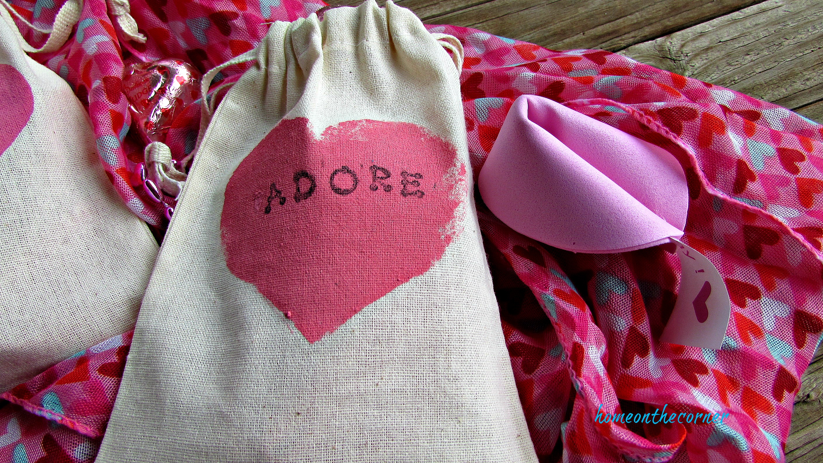 pink painted valentine bags fortune cookie